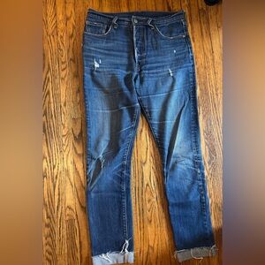 Levi’s 501 Skinny Distressed Blue Jeans - Dark Wash